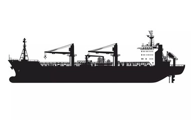 Silhouette of a tanker from a side view, on an isolated white background. vector illustration.