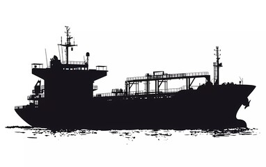 Silhouette of a tanker from a side view, on an isolated white background. vector illustration.