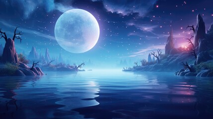 Holographic Lagoon at Twilight
