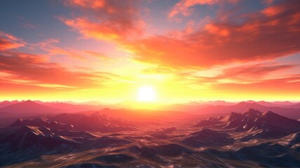 Fototapeta premium Sunset Glow Over Mountain Peaks