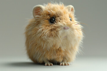 animal by ai // little cute furry hamster sitting, closeup, short brown fur, isolated on grey background, full body shot , photorealistic // ai-generated 