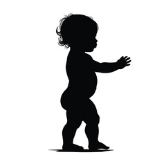 Toddler baby standing silhouette flat vector illustration