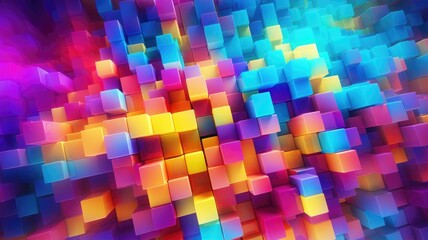 Colorful Abstract Cube Array in 3D Space