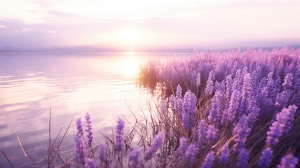 Obraz premium Serene Sunset Reflections on Lake