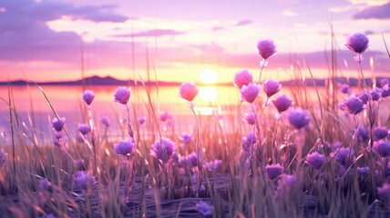 Naklejka premium Serene Sunset Reflections on Lake