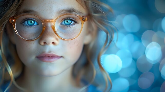 Elegance of Youth: Portrait of a Happy Child with Glasses