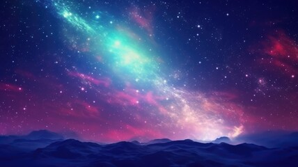 Fototapeta premium Celestial Dance over Tranquil Mountains