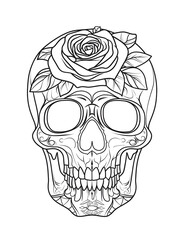 A skull with a rose on it