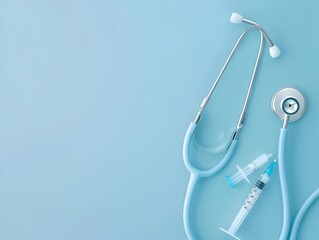 Minimalist Medical Background Precise Healthcare Equipment on Light Blue Backdrop