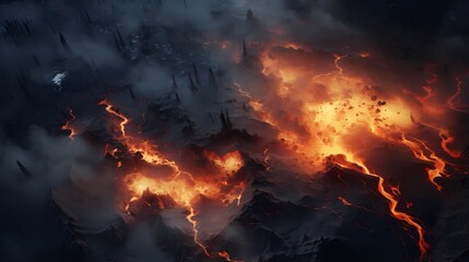 burning fire in the fireplace