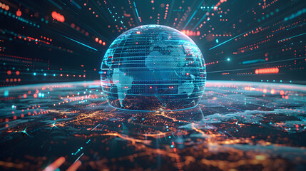 3d futuristic illustration visualized a global network technology