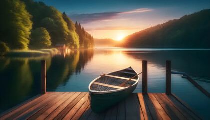 Fototapeta premium boat on the lake