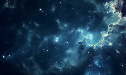 Cosmic Night Sky Space Background with Glowing Nebula Clouds and Shimmering Stars Backdrop Wallpaper