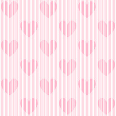 Pink stripes with heart shapes seamless pattern. Modern abstract background design for wallpaper, fabric, wrapping paper.