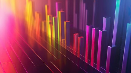 Abstract financial chart with vibrant rainbow gradients