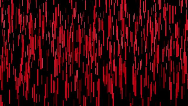 Smooth falling thin strips. Falling strips of different sizes and at different speeds. Bright composition suitable for any red and black background