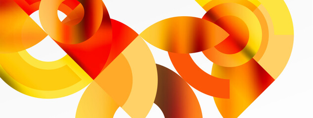 A vibrant display of orange, amber, and carmine circles connected in a pattern on a white background. The macro photography captures the intricate tints and shades, creating a beautiful art piece