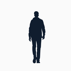 Obraz premium Silhouette of a person walking forward against a white background.