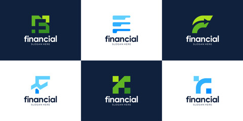 Set of letter F financial logo design template.