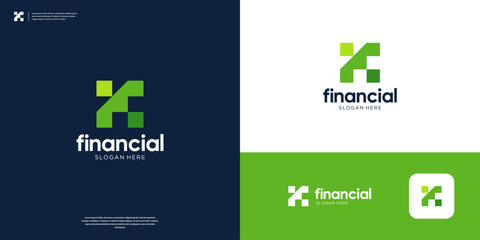 Abstract financial arrow logo design template.