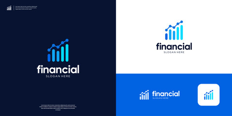 Financial chart logo design vector. Analytic, investment, data logo design.