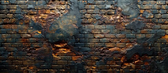 The close-up image showcases a weathered brick wall with a prominent hole in the middle, revealing its aged and decayed surface