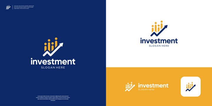 Financial logo arrow and diagram market logo design template