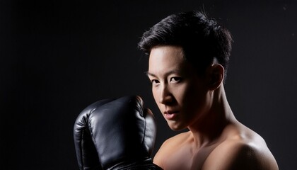 Naklejka premium Traditional martial art. A guy having a Muay Thai fighting posture