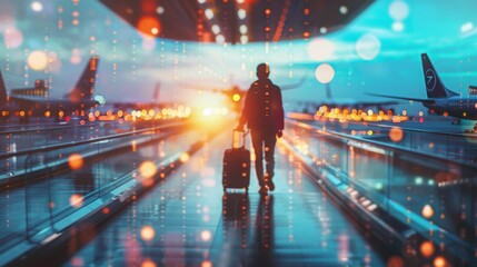 travel industry background, data analysis and generative AI set to create semaless, personalised travel for passengers, 16:9
