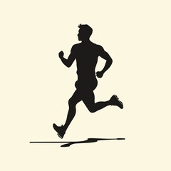 Fototapeta premium Silhouette of a man running against a plain background, showcasing athleticism and speed.