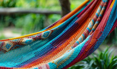 Close-up of colorful hammock