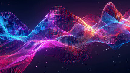 Fototapeta premium Smoky glowing waves in the dark, abstract background,abstract wave line background,Abstract blue and red lines background. Flow dynamic wave. Digital data structure. Future mesh or sound wave 