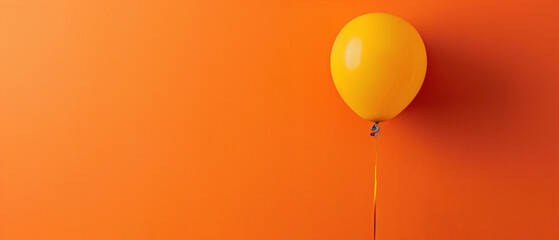 A minimalist composition featuring a single yellow balloon agnst a backdrop of bold orange, emphasizing the simplicity and elegance of its form.