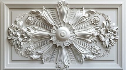 a white bas relief background design in the elegant Art Deco style, featuring geometric patterns, sleek lines, and motifs inspired by the Jazz Age.