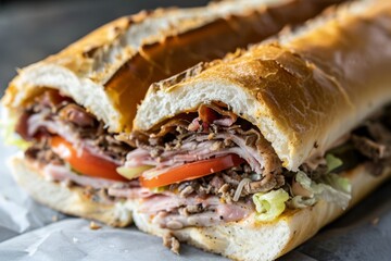 hoagie being sliced