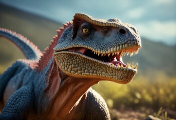 closeup of Dinosaur with open mouth