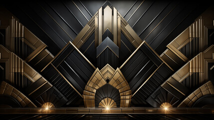 Fototapeta premium a bas relief background design in the elegant Art Deco style, featuring geometric patterns, sleek lines, and motifs inspired by the Jazz Age.