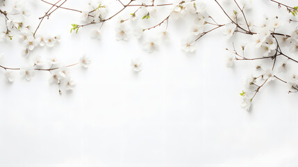 Digital white flowers border plant abstract graphic poster web page PPT background