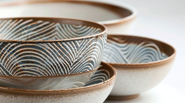The subtle elegance of a sgraffito technique where layers of colored slip are away to reveal a beautifully imprinted pattern..