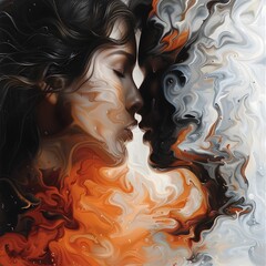 Swirling Embrace of Emotions A Depiction of Passion and Connection - obrazy, fototapety, plakaty