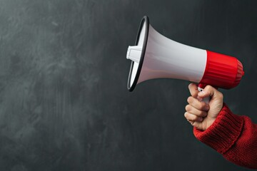 hand holding red megaphone