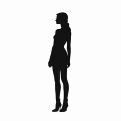 Fototapeta premium Woman walking silhouette flat black vector illustration