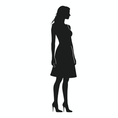 Fototapeta premium Woman walking silhouette flat black vector illustration
