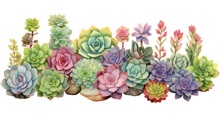 Digital vintage watercolor succulents plant abstract graphic poster web page PPT background