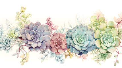 Digital vintage watercolor succulents plant abstract graphic poster web page PPT background