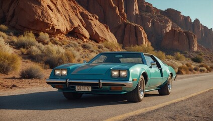 retro action ,car on the road