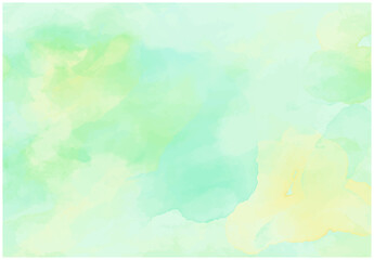 Bright Green and Yellow Watercolor Background with Soft Blending（明るくきれいな緑色と黄色のにじみのある水彩背景）