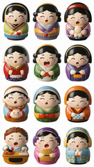 A collection of twelve Japaneseinspired mother figure stickers