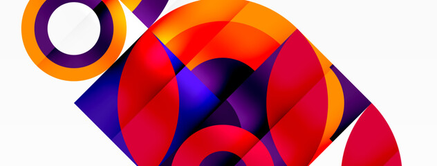 Obraz premium A vibrant chameleon crafted from geometric shapes in electric blue and magenta hues, set against a white backdrop showcasing symmetry and creative patterns