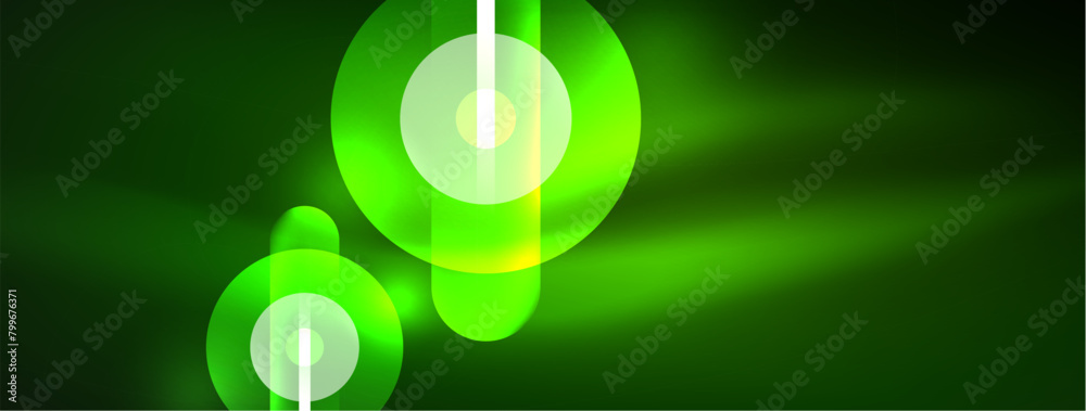 Poster automotive lighting inspired by the visual effect of glowing green circles on a dark background, res